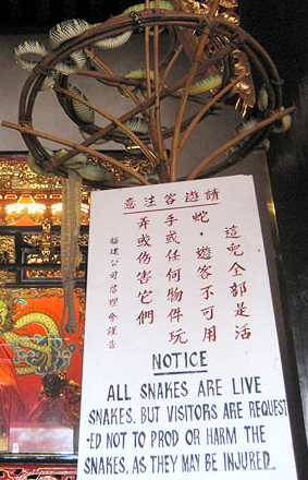 Warning Sign posted in Snake Temple